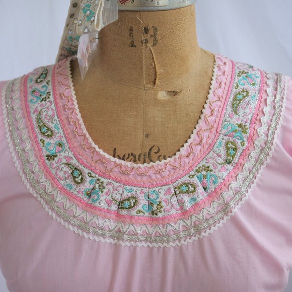 vtg 50s JEANETTES SOUTHWEST Pink Full Pleated Skirt & Top Set Swing Rockabilly 8 - Picture 5 of 15